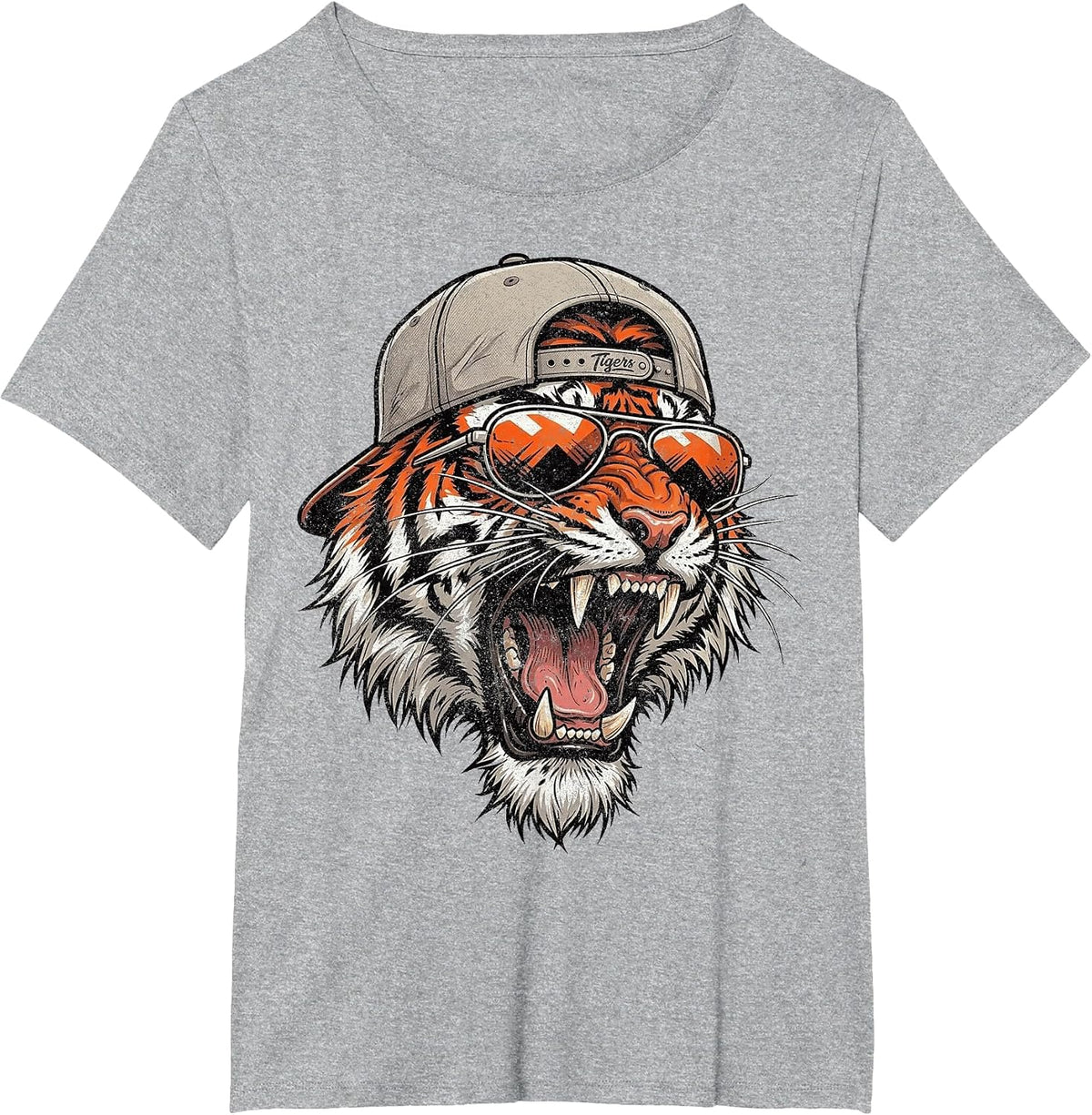 Tiger Retro Vintage T-Shirt - Heather Grey