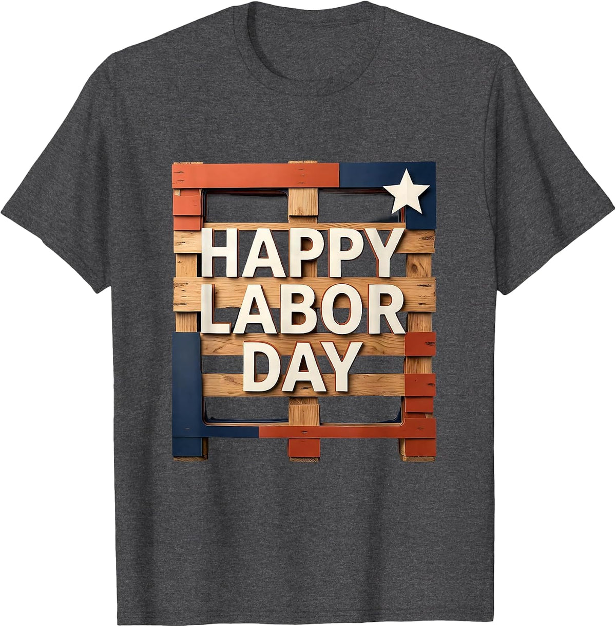 Happy Labor Day Patriotic Union Pride Paper Cutout Graphic T-Shirt - Dark Heather Grey