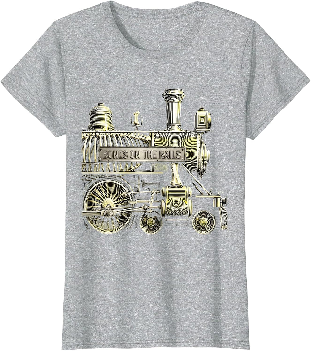 Halloween Skeleton Model Train Set Bones on the Rails T-Shirt - Heather Grey