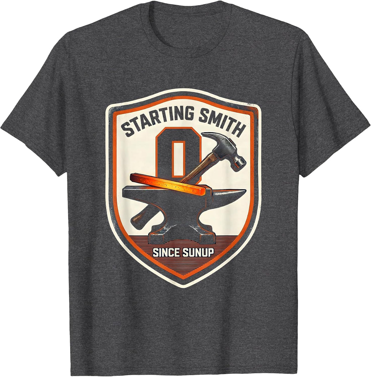 Starting Smith Since Sunup Funny Blacksmith Forge Gift T-Shirt - Dark Heather Grey