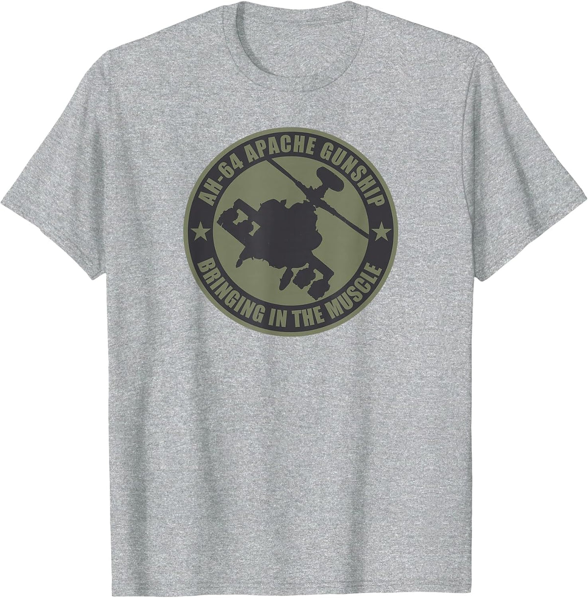 AH-64 Apache T-Shirt - Brings the Muscles in T-Shirt - Heather Grey