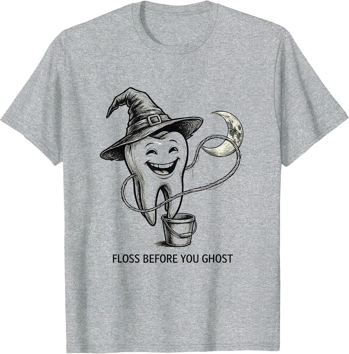 Men's Floss Before You Ghost Dental Humor Halloween Costume T-Shirt - Heather Grey