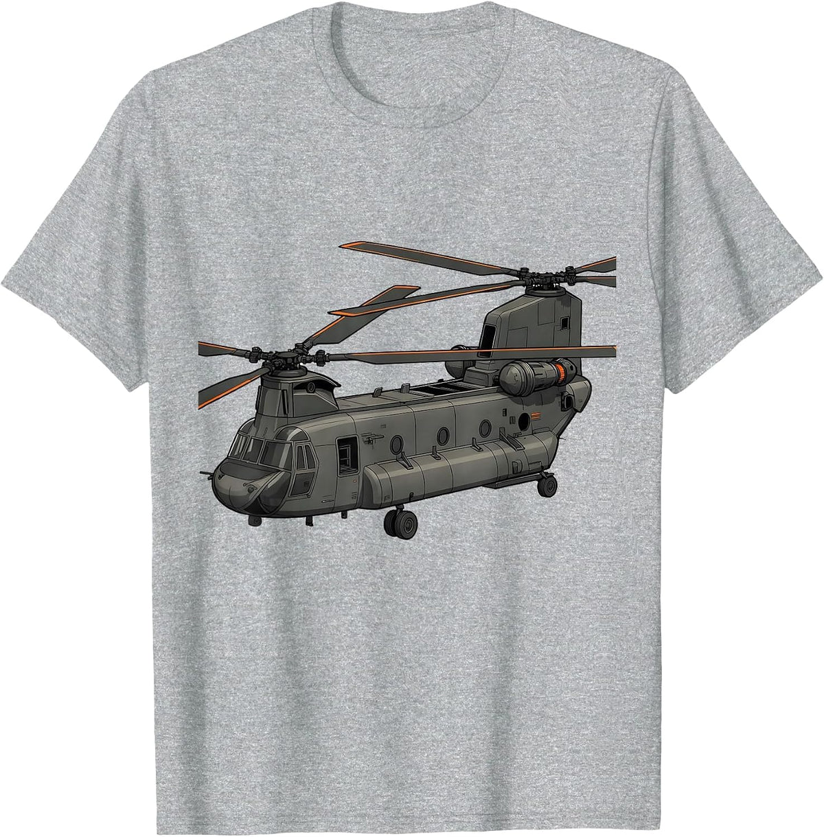 Men's Exploded Tandem-Rotor Helicopter Military Enthusiast T-Shirt - Heather Grey