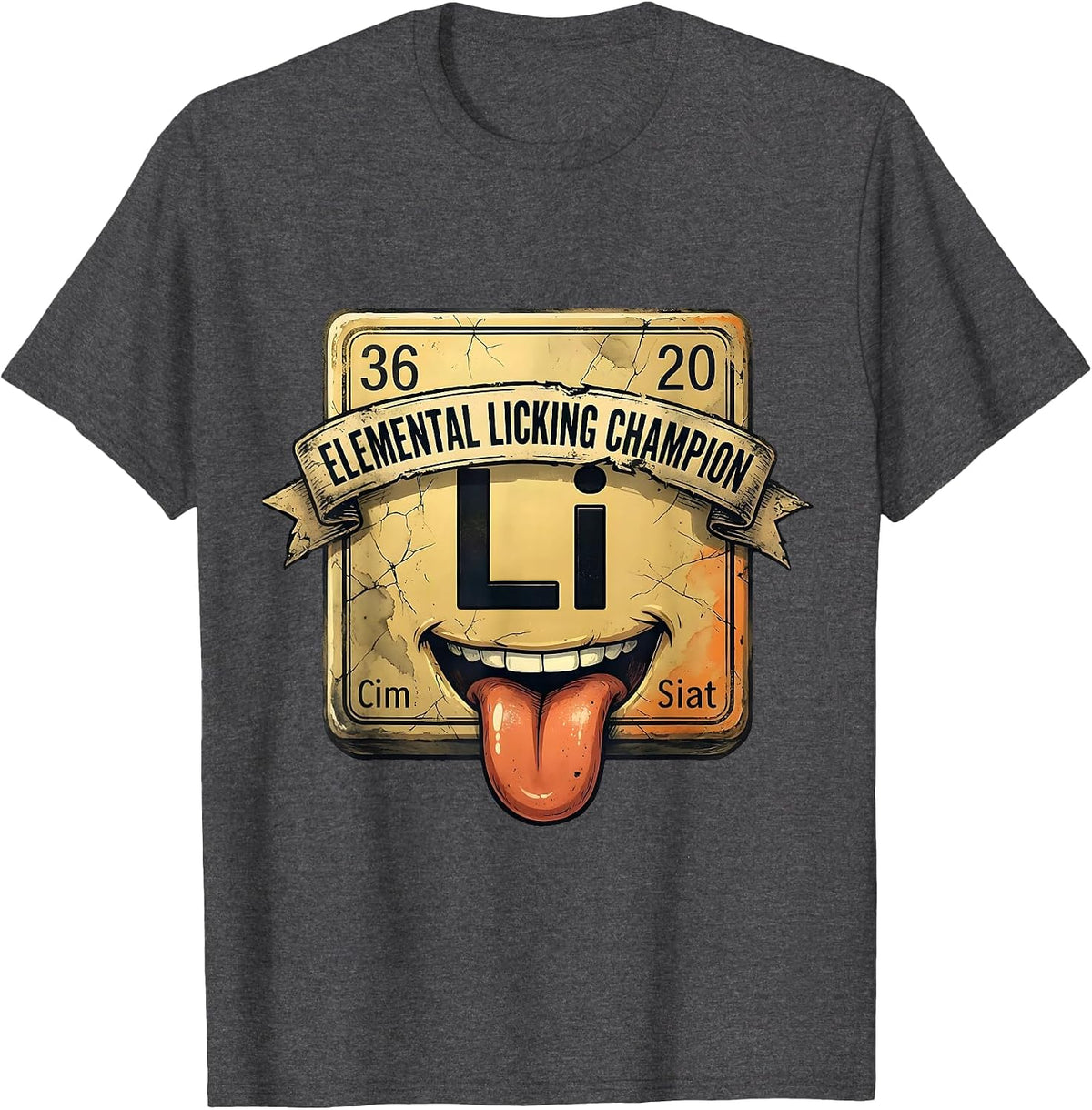Can I Lick It Elemental Licking Champion Design T-Shirt - Dark Heather Grey