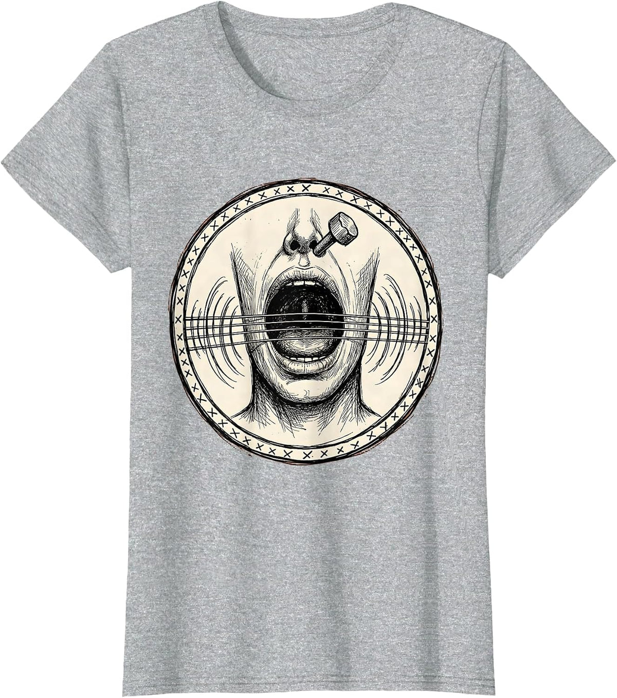 Women's Speech Therapy Vocal Cords Guitar Strings Design T-Shirt - Heather Grey