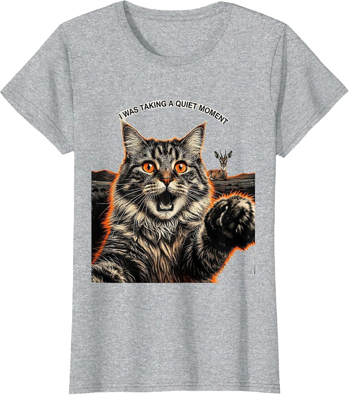 I Was Taking A Quiet Moment Funny Norwegian Forest Cat Alien T-Shirt - Heather Grey