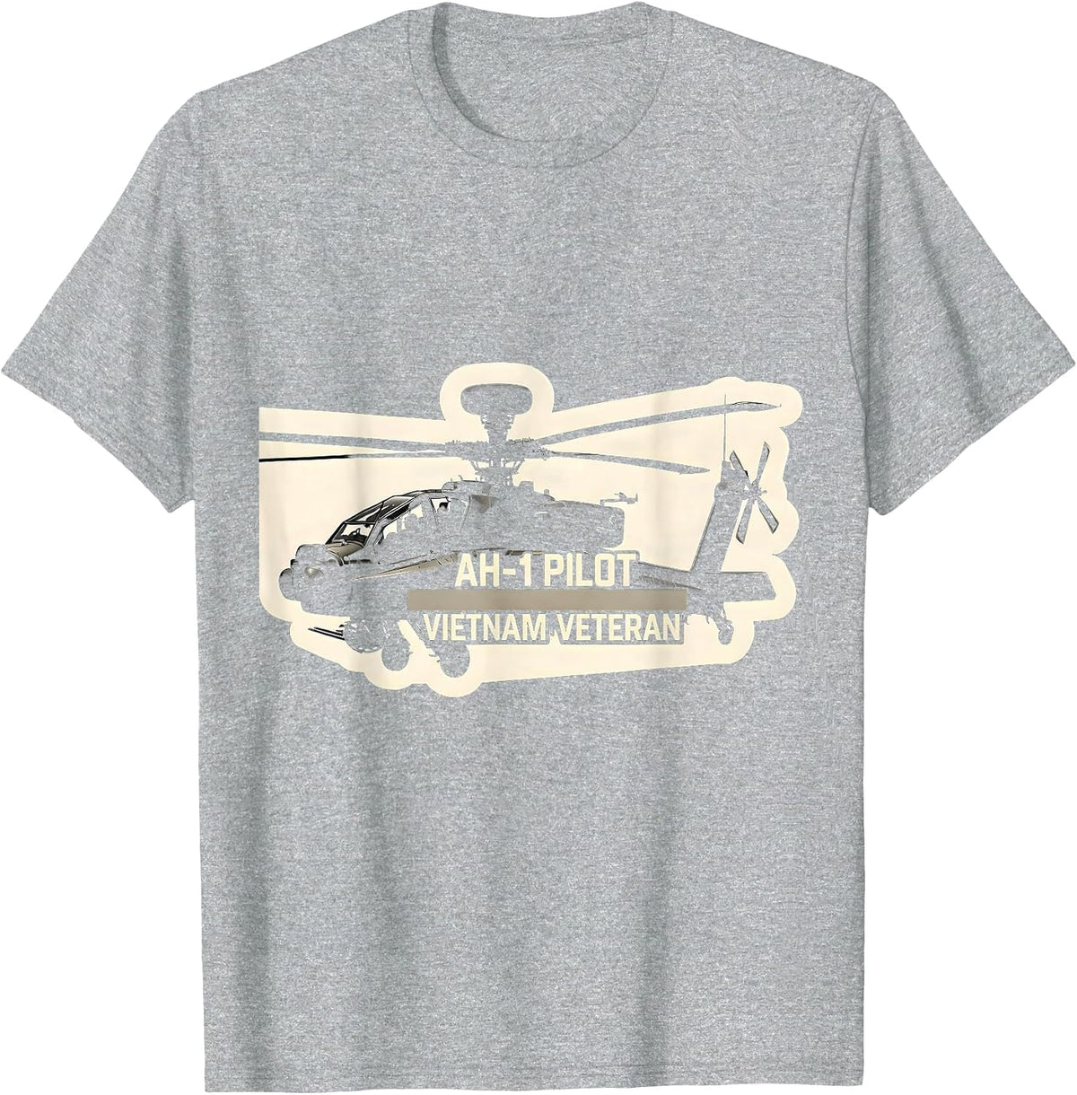 Men's AH-1 Pilot Vietnam Veteran Military Helicopter Veteran T-Shirt - Heather Grey