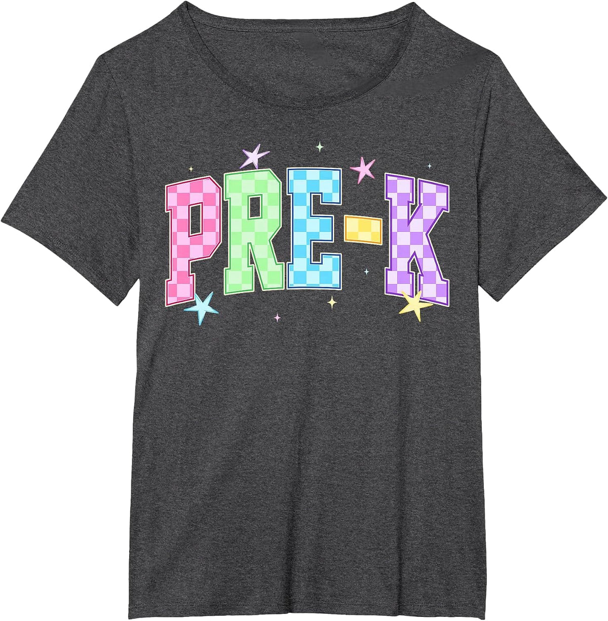 Back to School Checkered Pre-K Team Teacher Students T-Shirt - Dark Heather Grey