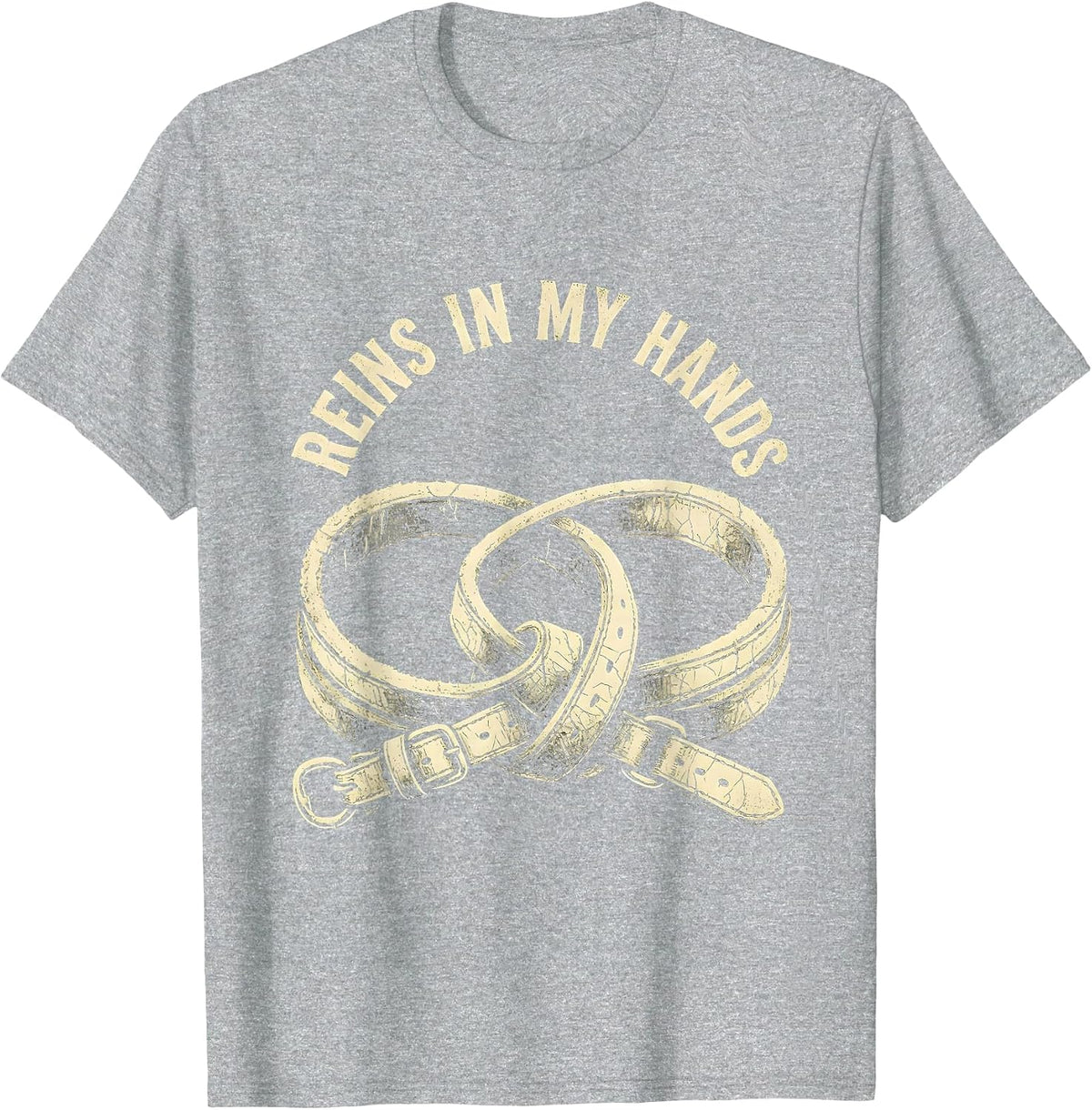Men's Reins In My Hands Western Cowboy Design T-Shirt - Heather Grey