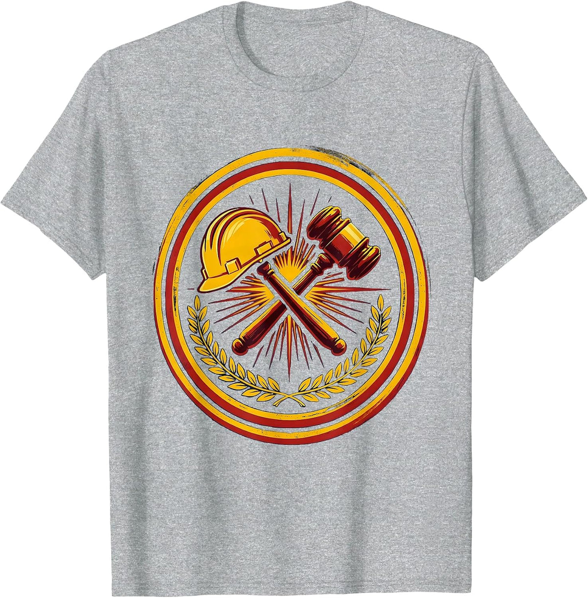 Men's Equal Rights Labor Day Hard Hat Gavel Crossed T-Shirt - Heather Grey