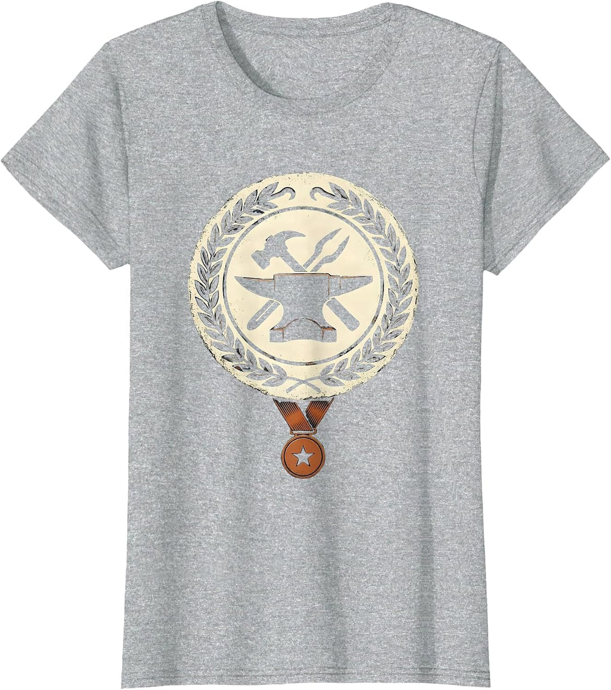 Sealed Anvil Wreath Vintage Blacksmith Trade Pride T-Shirt - Heather Grey