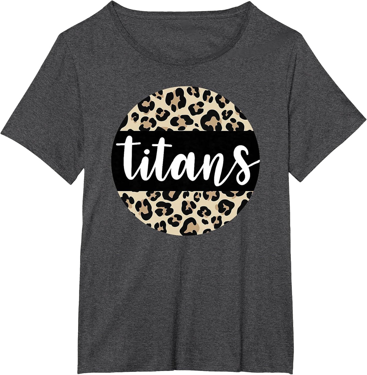 Leopard Print Titans Team Mascot School Spirit Game Night T-Shirt - Dark Heather Grey