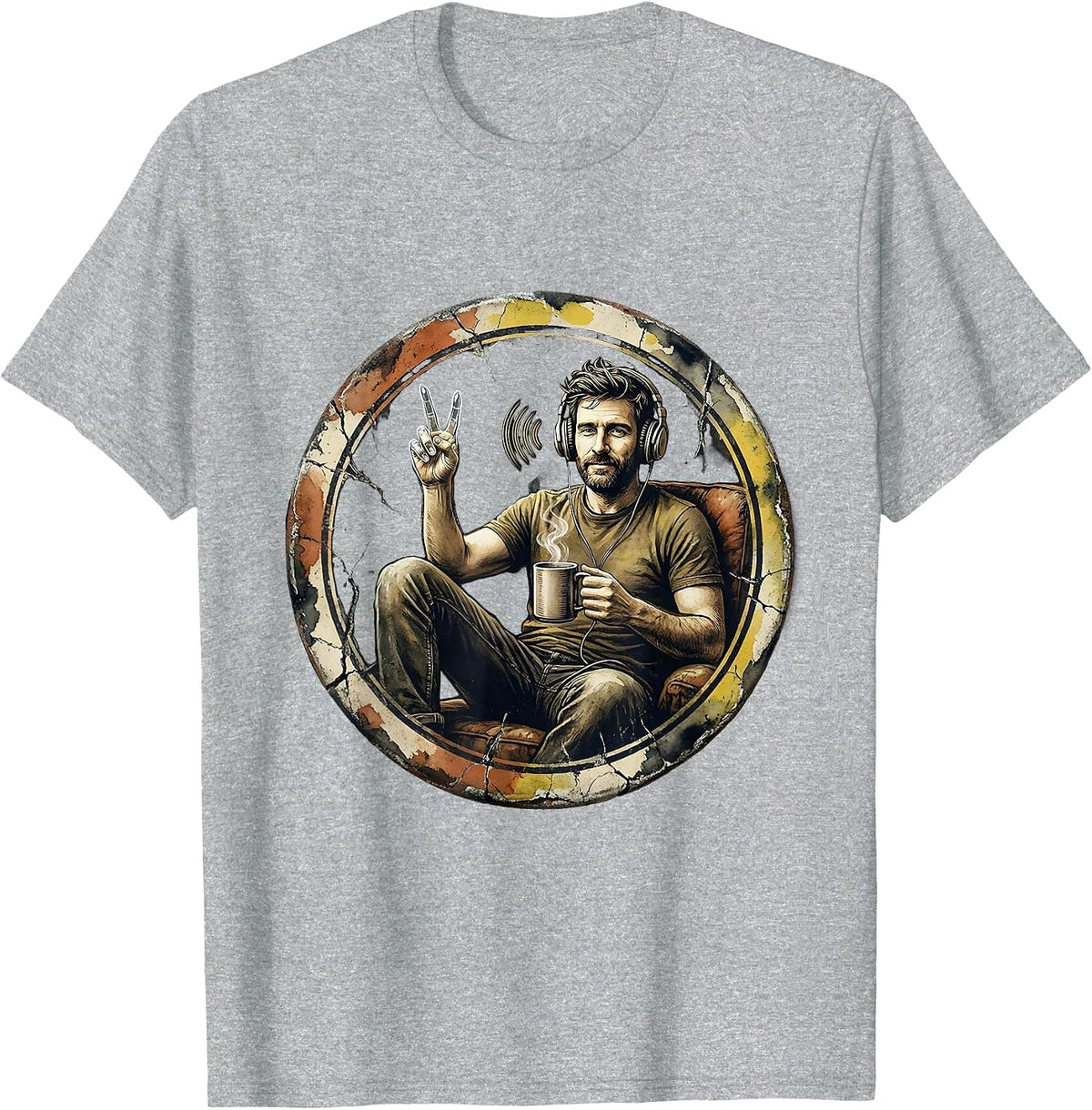 Men's Relaxed Parent Metal Fan Distressed Heavy Metal Humor T-Shirt - Heather Grey