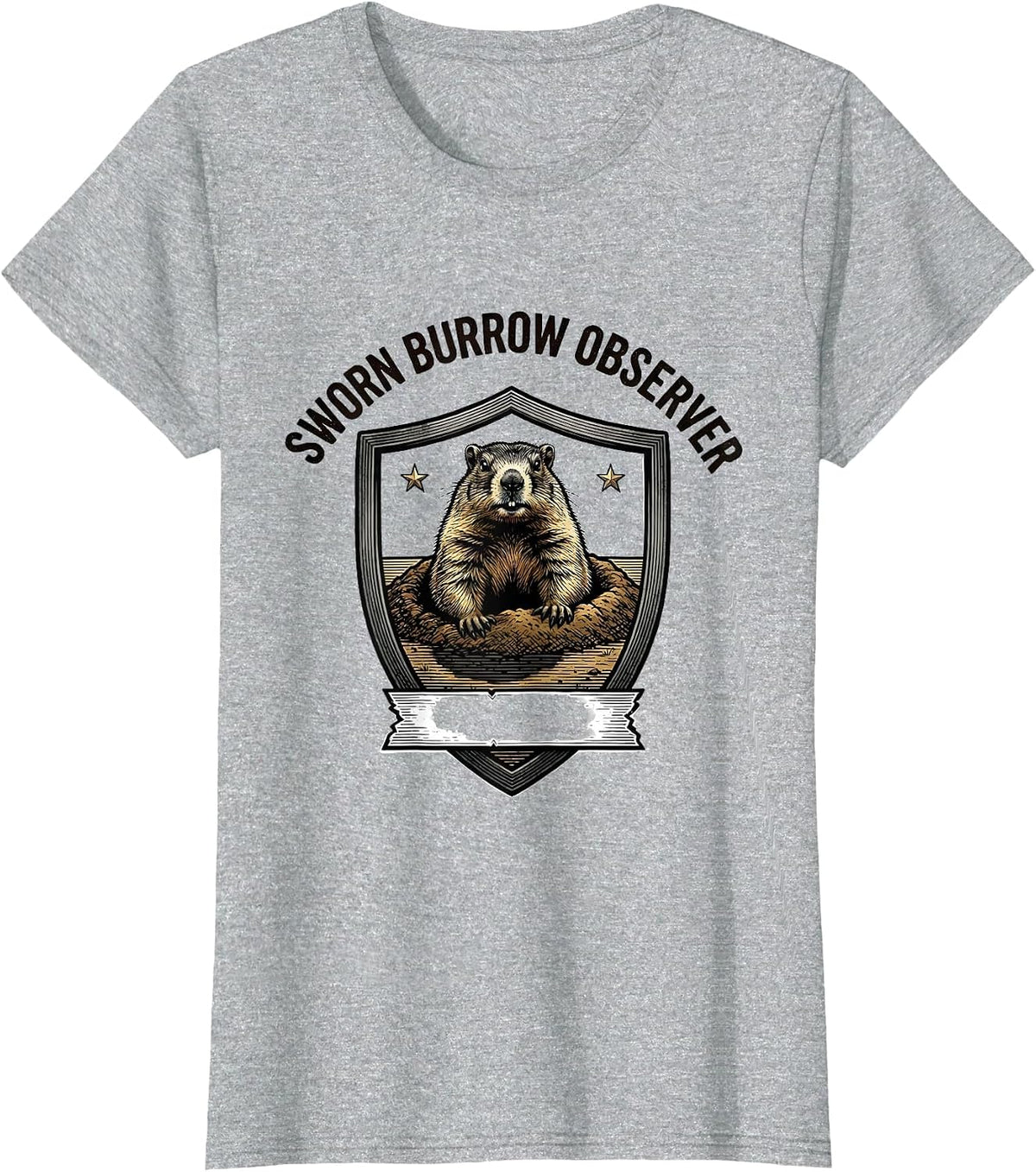 Women's Sworn Burrow Observer Vintage Groundhog Day Humor Gift T-Shirt - Heather Grey