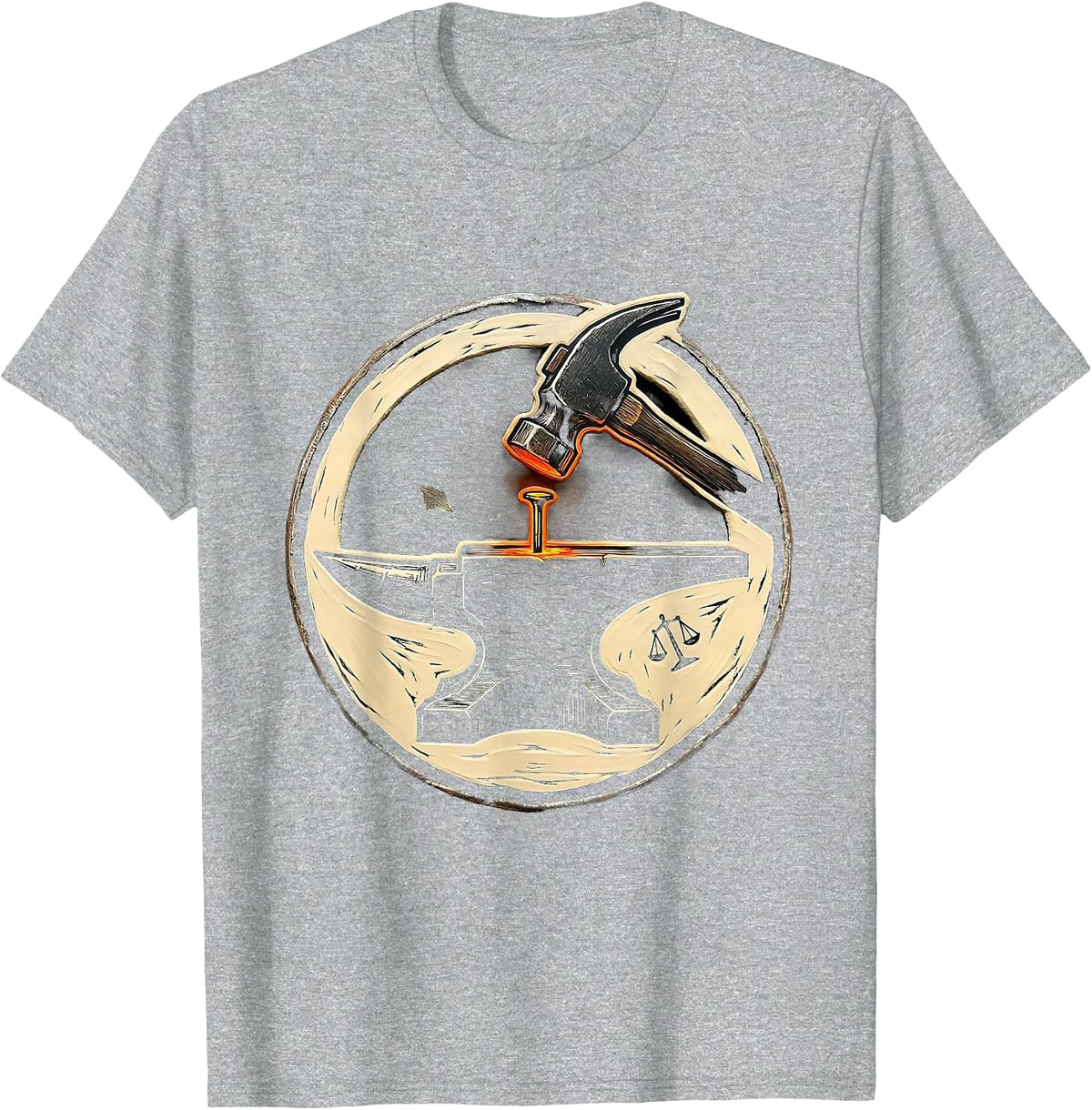 Men's Sealed Anvil Hammer Badge Blacksmith Forge Humor T-Shirt - Heather Grey