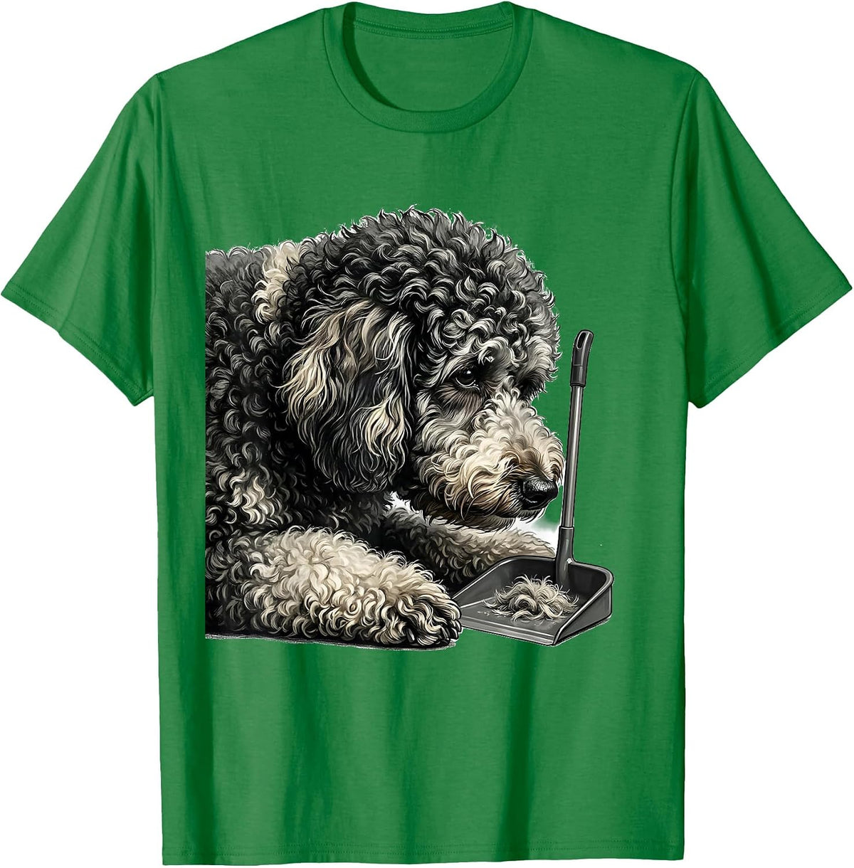 Men's Sheepadoodle Coat Dustpan Humor Dog Owner Gift T-Shirt - Kelly Green
