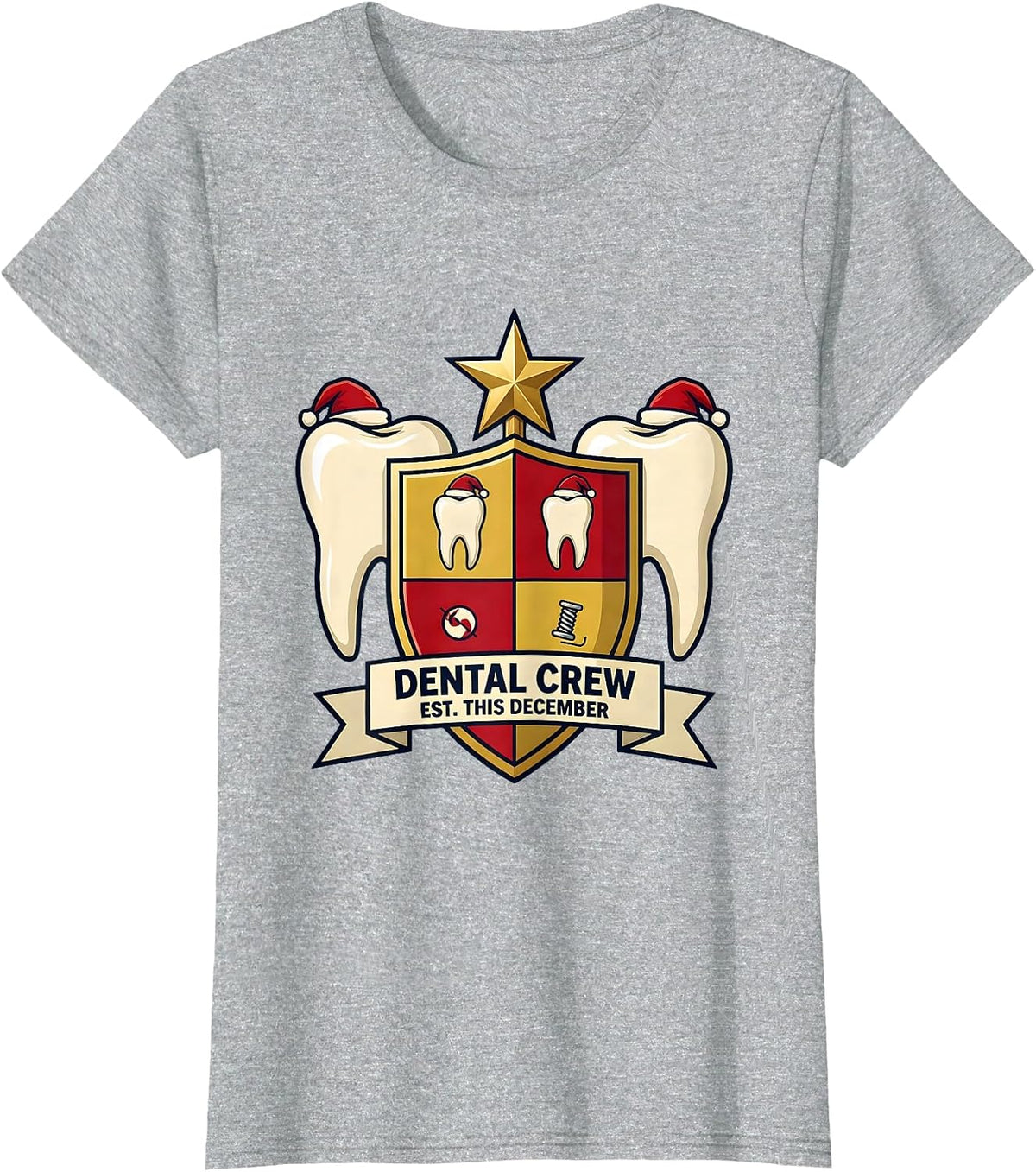 Dental Crew Est This December Funny Dental Team Christmas T-Shirt - Heather Grey