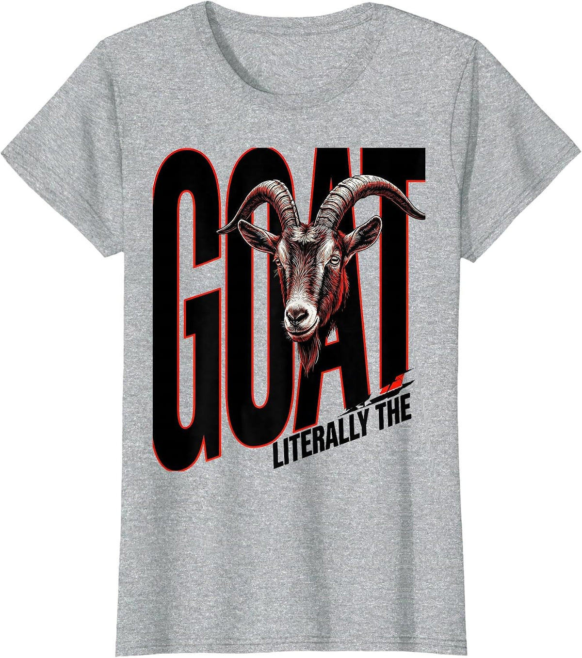 Literally The Goat New Wave Typography Minimalist Goat Lover T-Shirt - Heather Grey