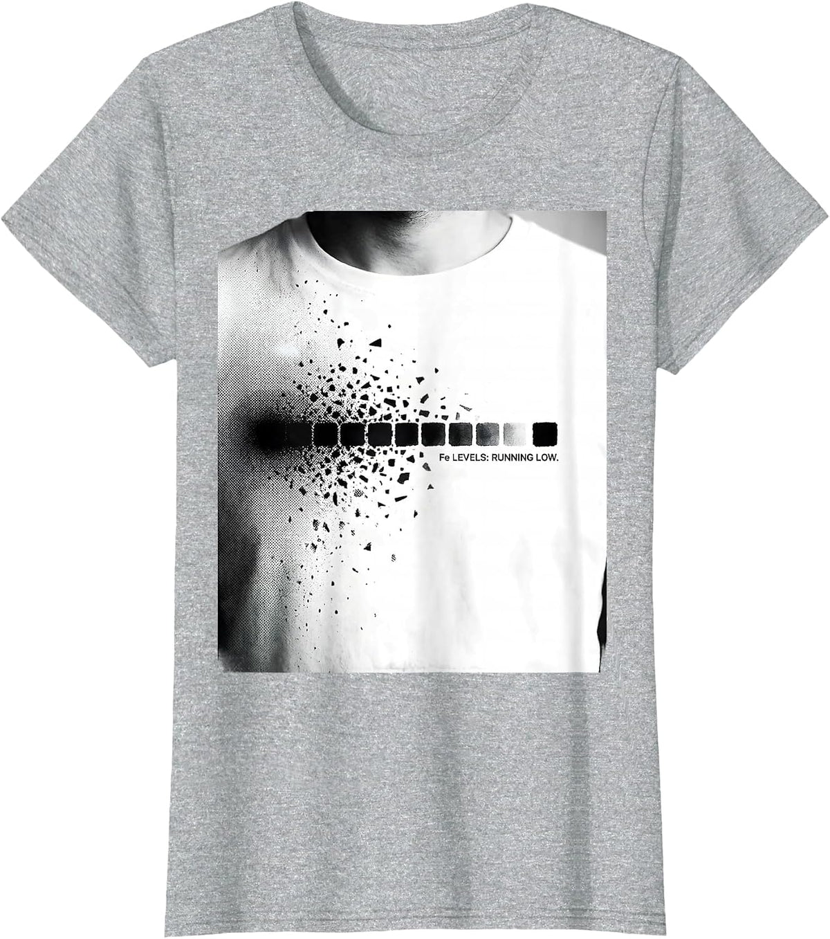 Fe Levels Running Low Science Humor Iron Wordplay T-Shirt - Heather Grey