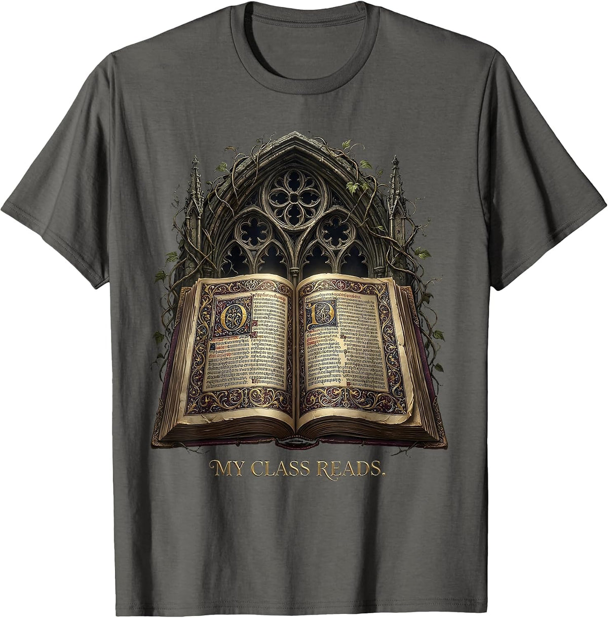 My Class Reads Reading Teacher Design T-Shirt - Asphalt Grey
