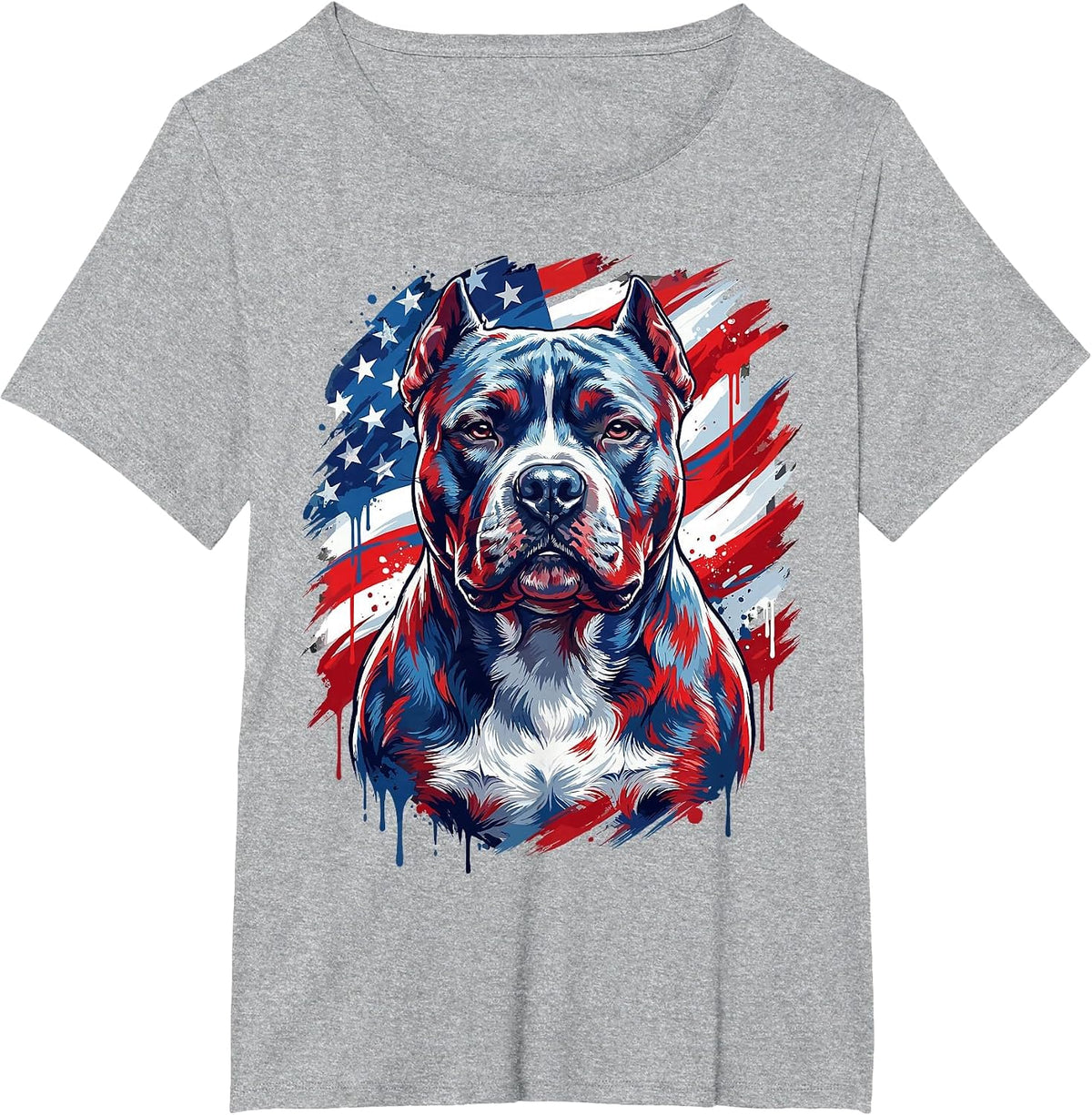 American Bully USA Flag Patriotic Dog Men T-Shirt - Heather Grey