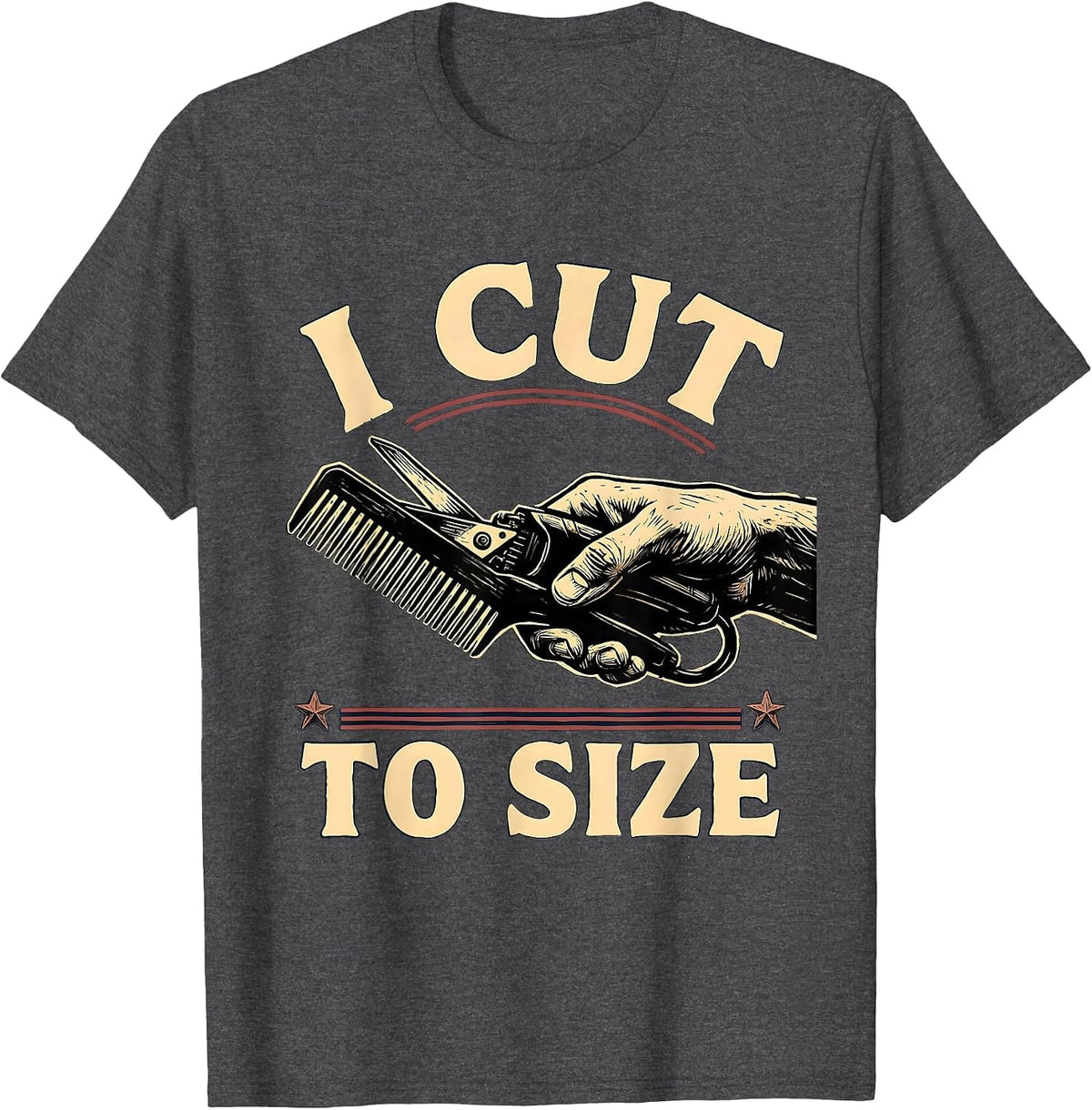 Men's I Cut To Size Linocut Hairdresser Barber Trade Pride Humor T-Shirt - Dark Heather Grey