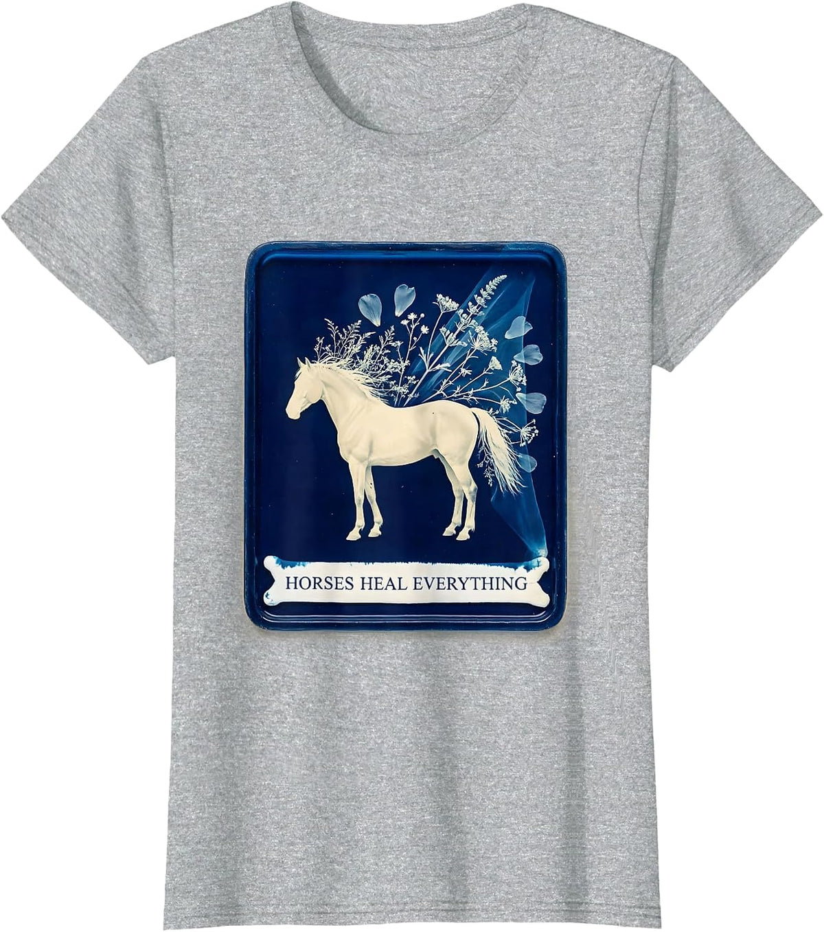 Horses Heal Everything Horse Lover Design T-Shirt - Heather Grey