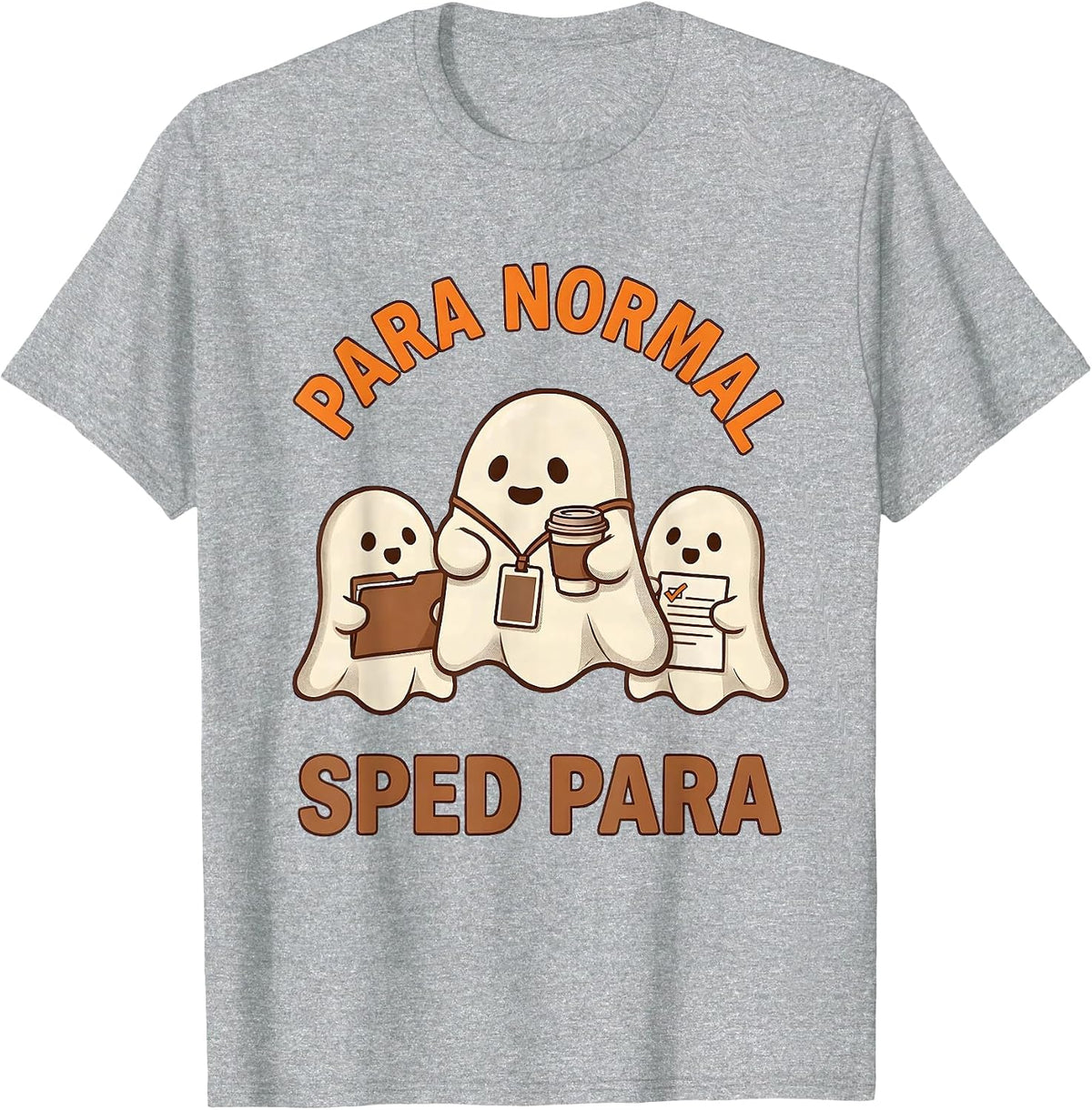 Men's Para Normal SPED Para Ghost Pun Humor Halloween Teacher T-Shirt - Heather Grey