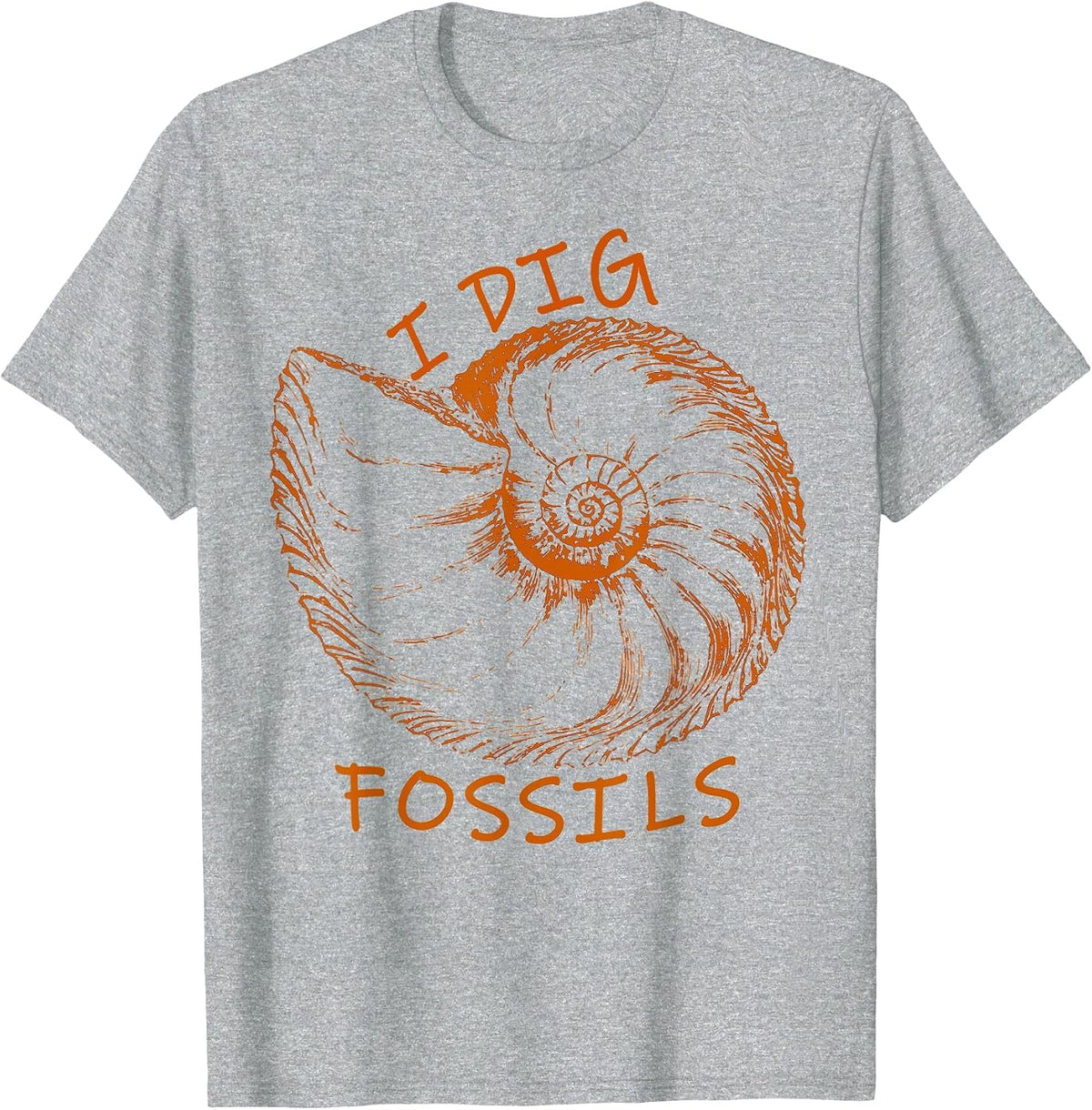 Ammonite Fossil I Dig Fossils T-Shirt - Heather Grey