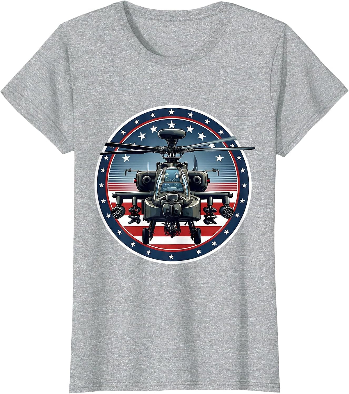 Women's AH-64 Apache Patriotic Helicopter Pilot Veteran Aviation T-Shirt - Heather Grey