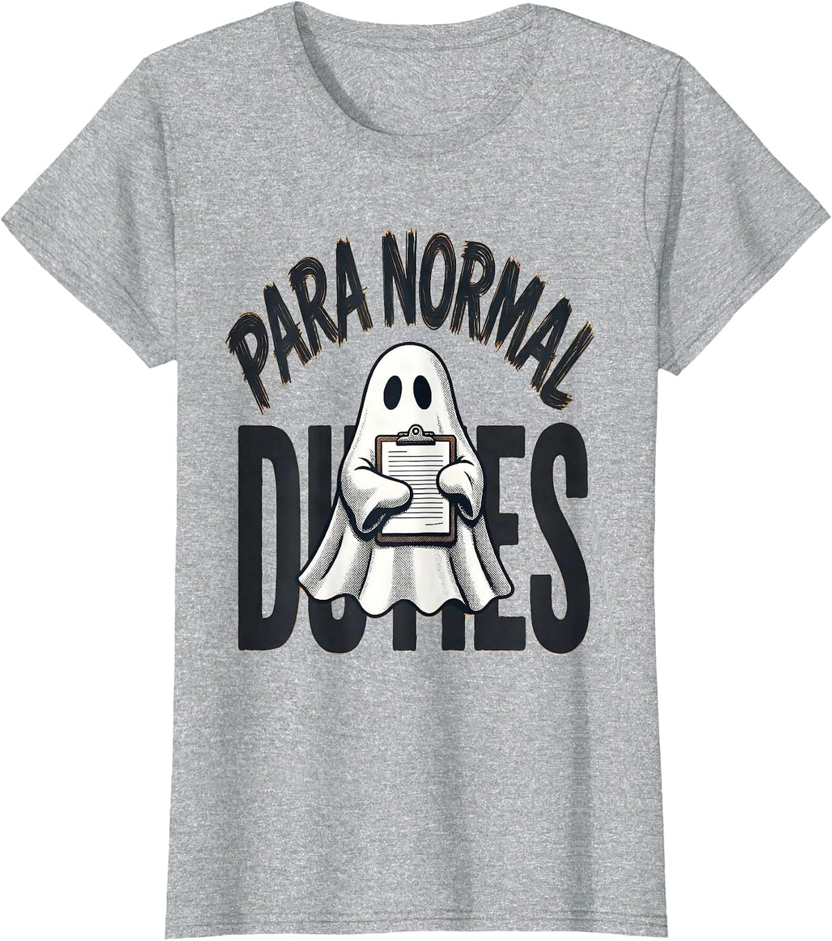 Para Normal Duties Funny SPED Teacher Aide Ghost Halloween T-Shirt - Heather Grey