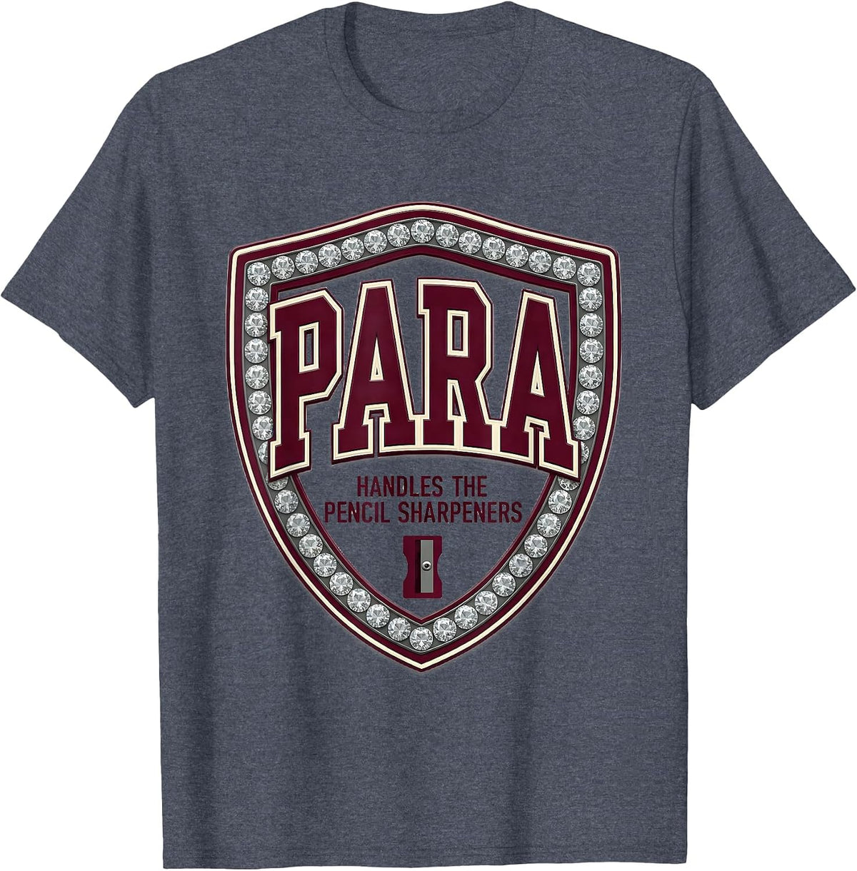 PARA Handles The Pencil Sharpeners Sparkle Varsity Back T-Shirt - Heather Blue