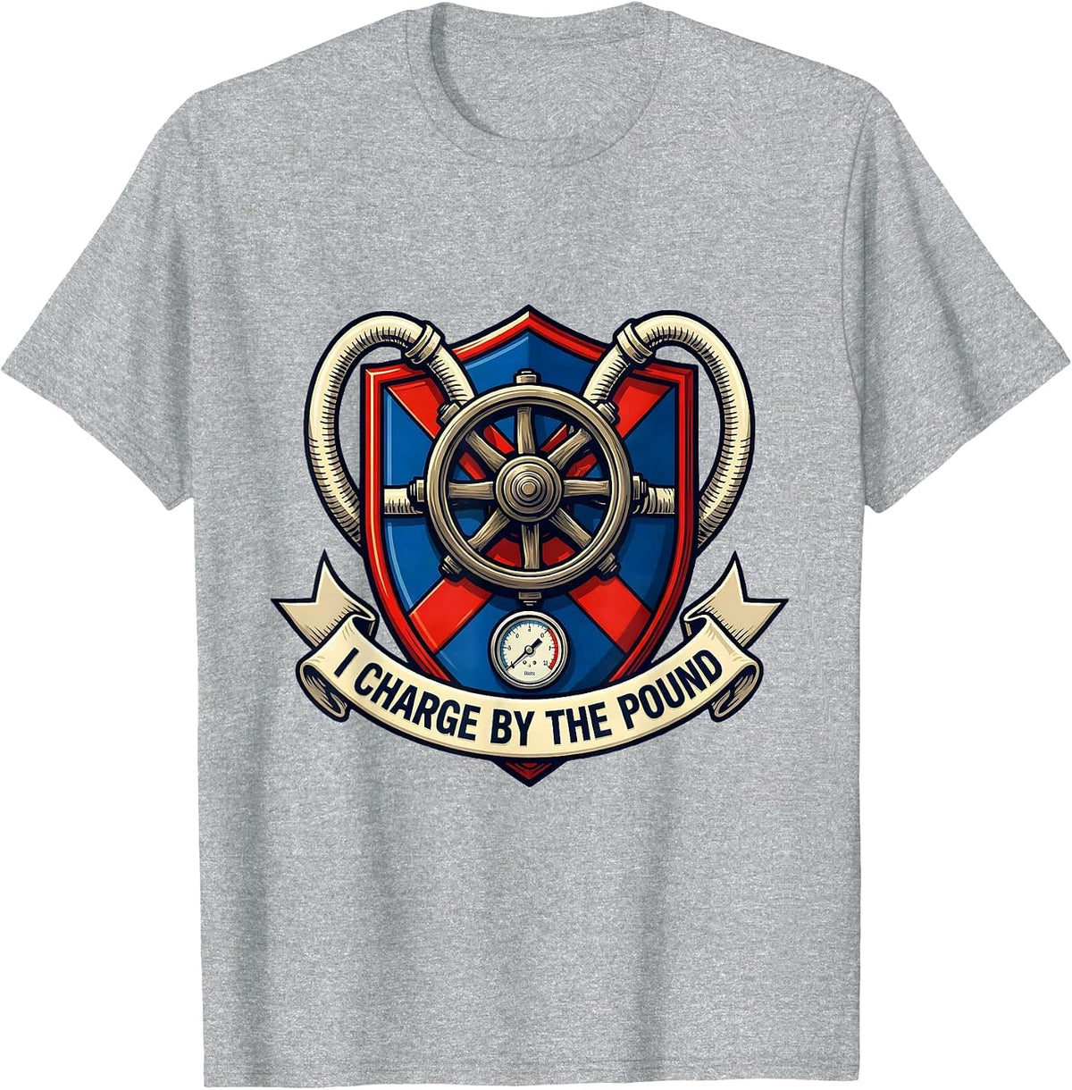 Men's I Charge By The Pound Funny HVAC Technician Humor T-Shirt - Heather Grey