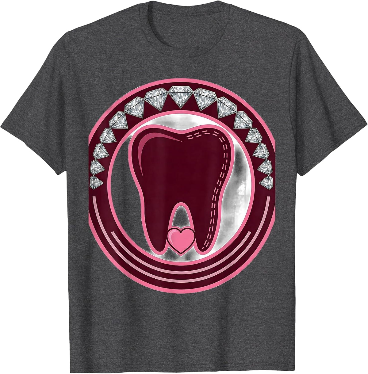 Men's Sealed Crown Roots Dental Tooth Valentine's Day Humor T-Shirt - Dark Heather Grey