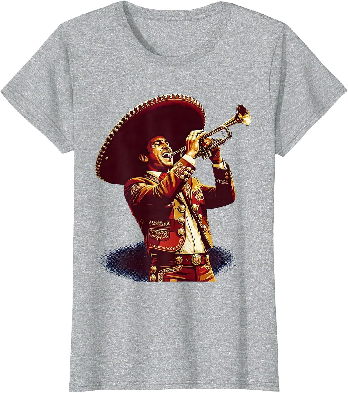 Mariachi Singer Sombrero Graphic Design T-Shirt - Heather Grey