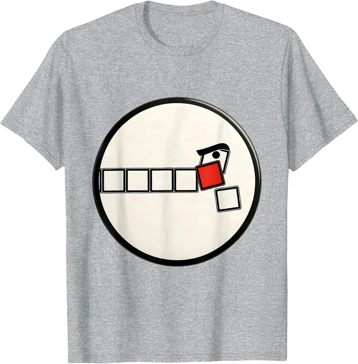 Men's Sealed Circular Badge Dry Raised-Eyebrow Face Science Humor T-Shirt - Heather Grey
