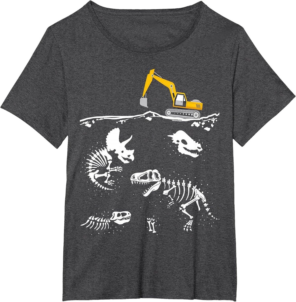 Dinosaur Fossils Digging Excavator Dinos Skeleton T-rex T-Shirt - Dark Heather Grey