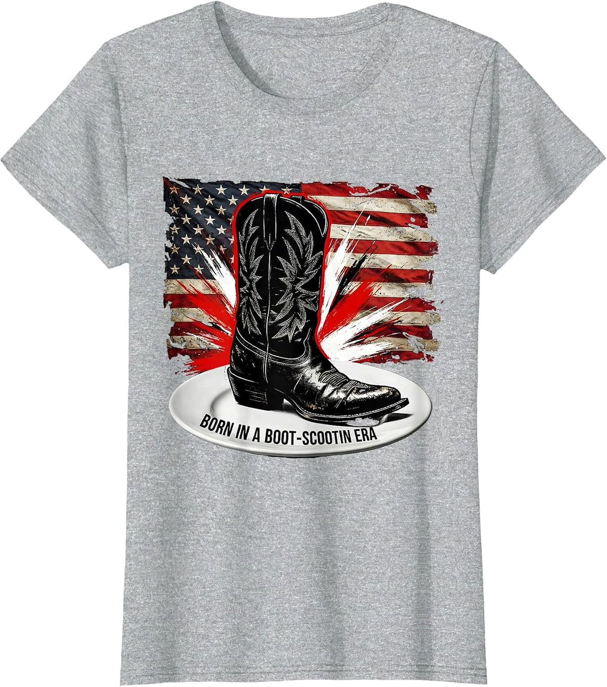 Born in a Boot-Scootin Era 90s Country Design T-Shirt - Heather Grey
