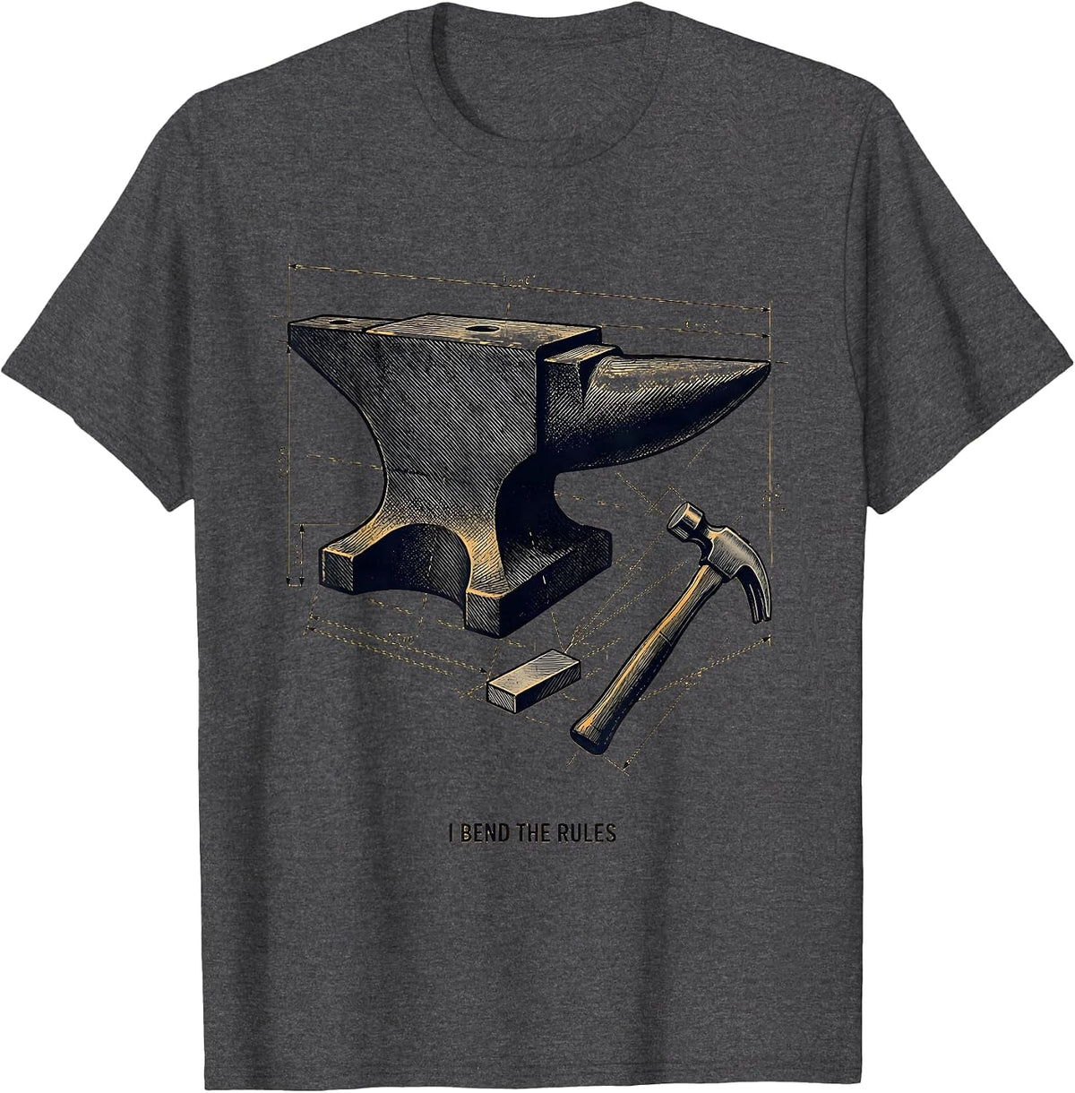 Men's I Bend The Rules Funny Blacksmith Forge Hobbyist T-Shirt - Dark Heather Grey