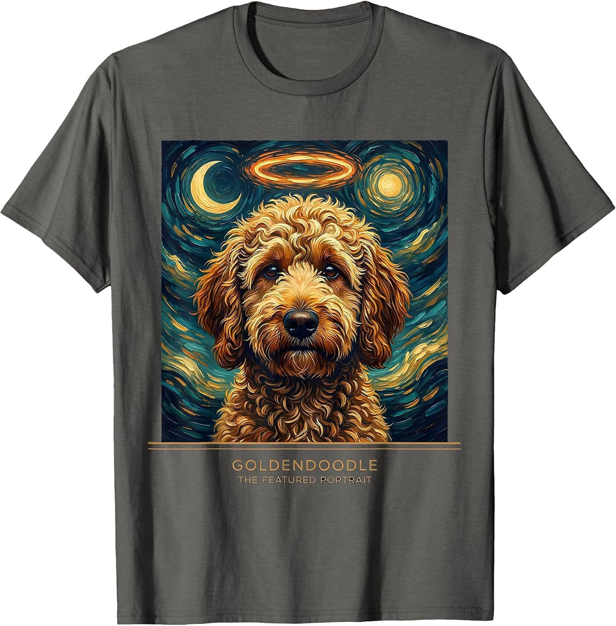 Men's Goldendoodle The Featured Portrait Whimsical Artistic Breed T-Shirt - Asphalt Grey