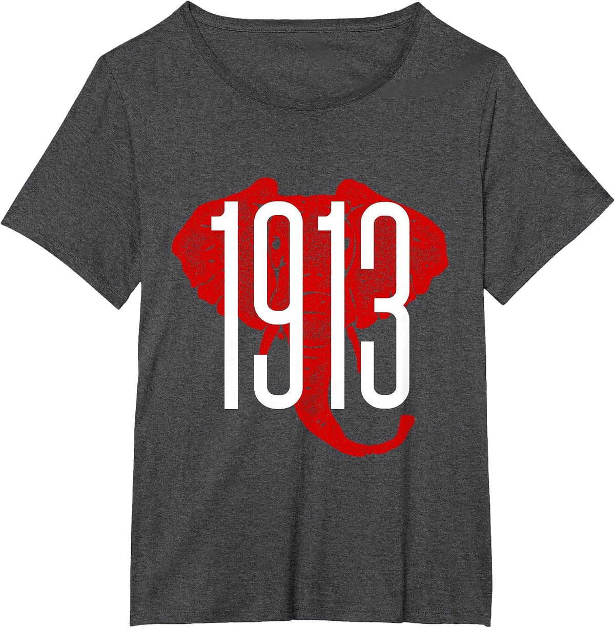 GGT 1913 Bold Elephant Background College T-Shirt - Dark Heather Grey