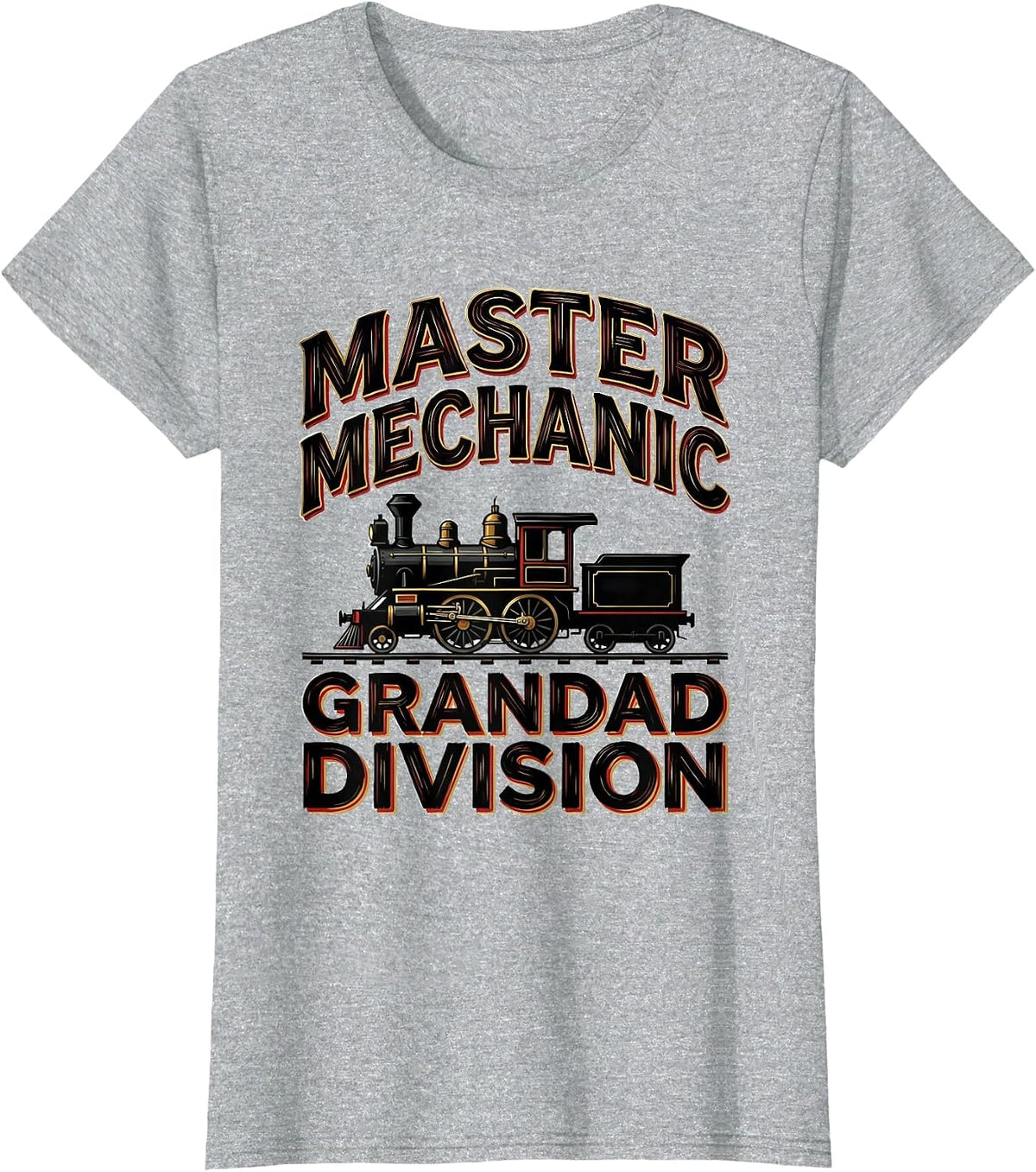 Master Mechanic Grandad Division Funny Train Enthusiast T-Shirt - Heather Grey