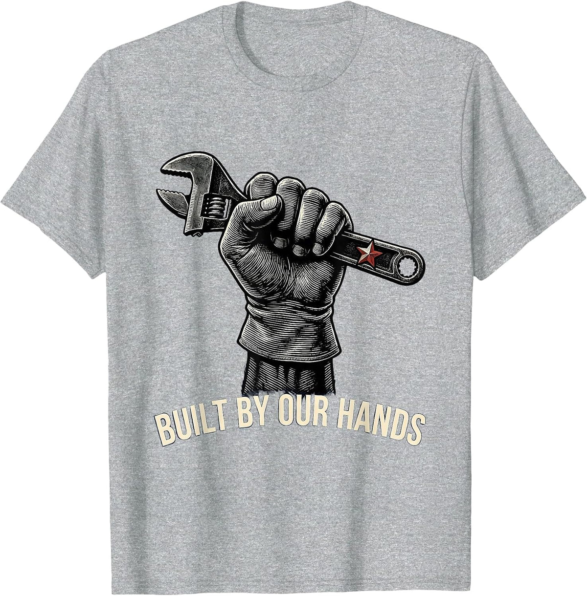 Men's Built By Our Hands Scratchboard Union Worker Labor Day T-Shirt - Heather Grey