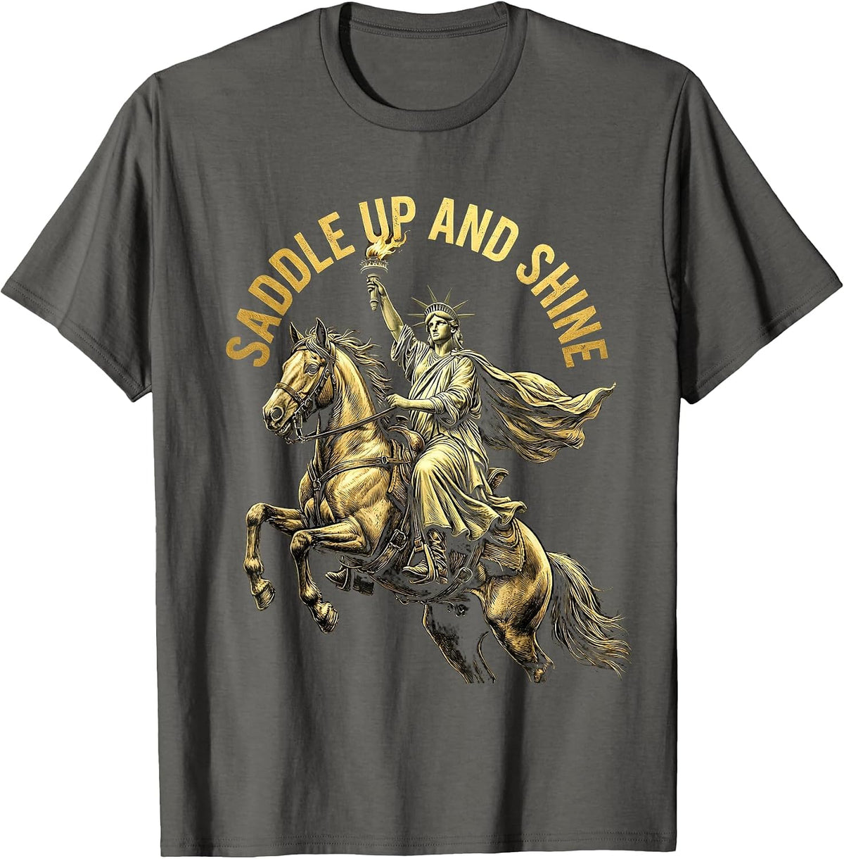 Saddle Up and Shine Horse Lover Design T-Shirt - Asphalt Grey