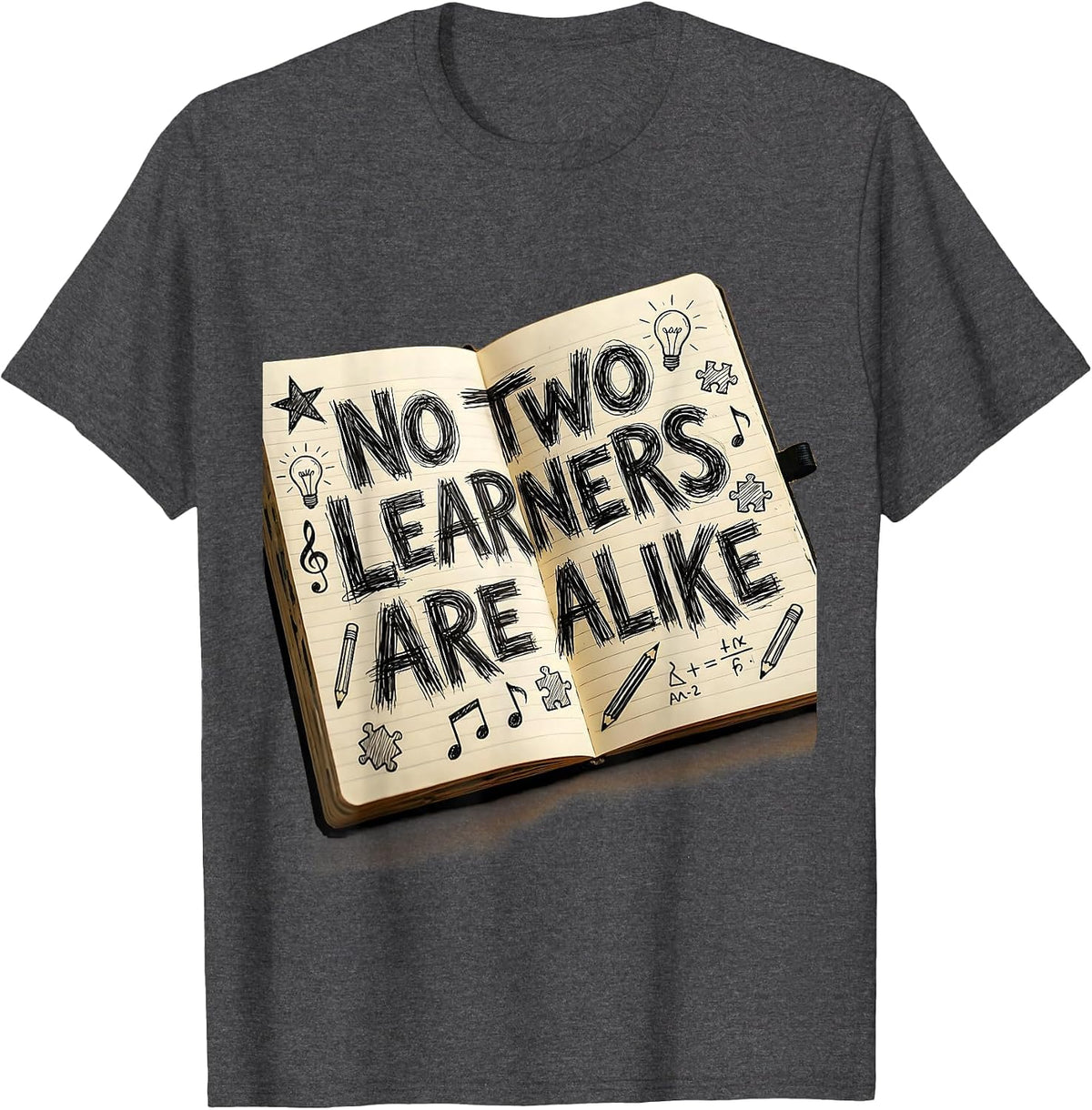 No Two Learners Are Alike Special Education Tee T-Shirt - Dark Heather Grey