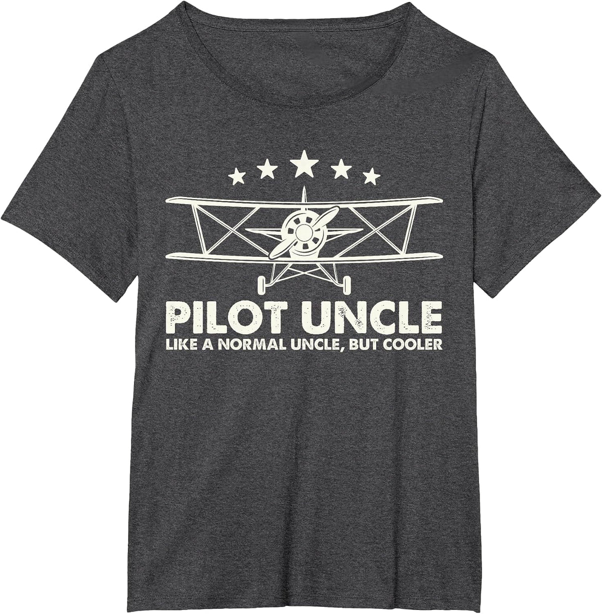Pilot Uncle Like A Normal Uncle But Cooler Plane Aviation T-Shirt - Dark Heather Grey