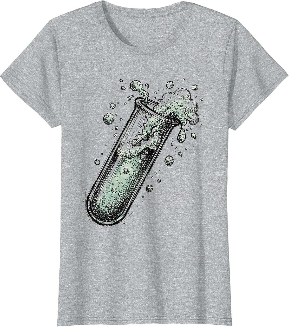 Women's Bubbling Test Tube Science Lab Graphic Tee T-Shirt - Heather Grey