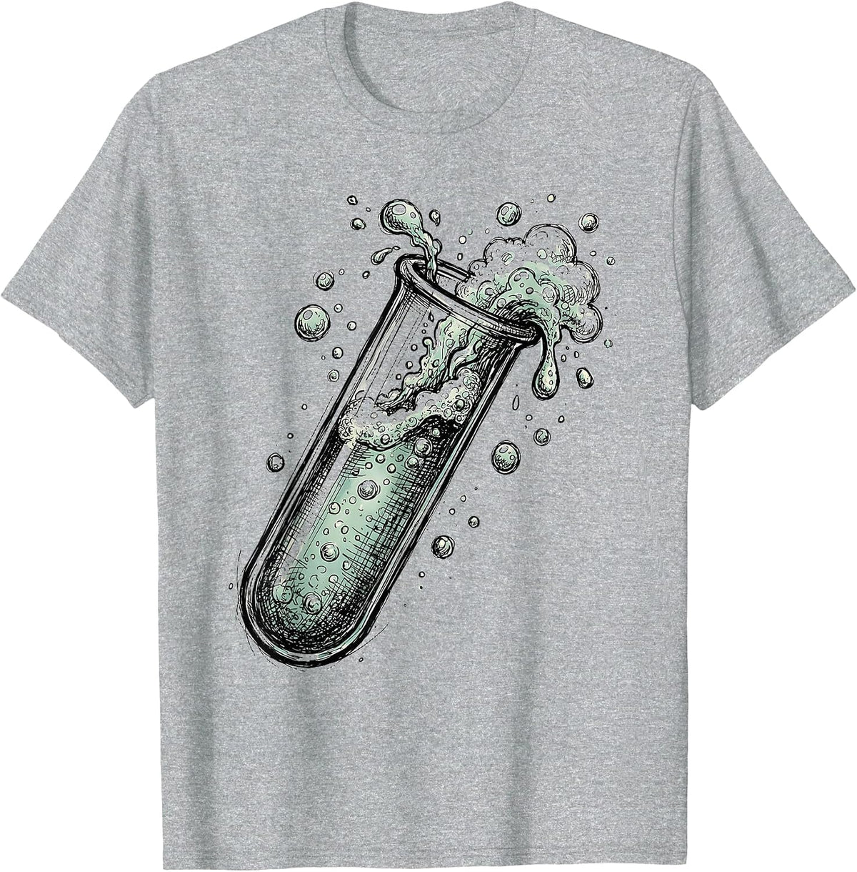 Men's Bubbling Test Tube Science Lab Graphic Tee T-Shirt - Heather Grey