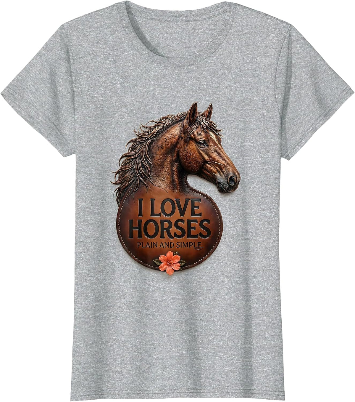 I Love Horses Plain And Simple Cute Horse Lover Gift T-Shirt - Heather Grey