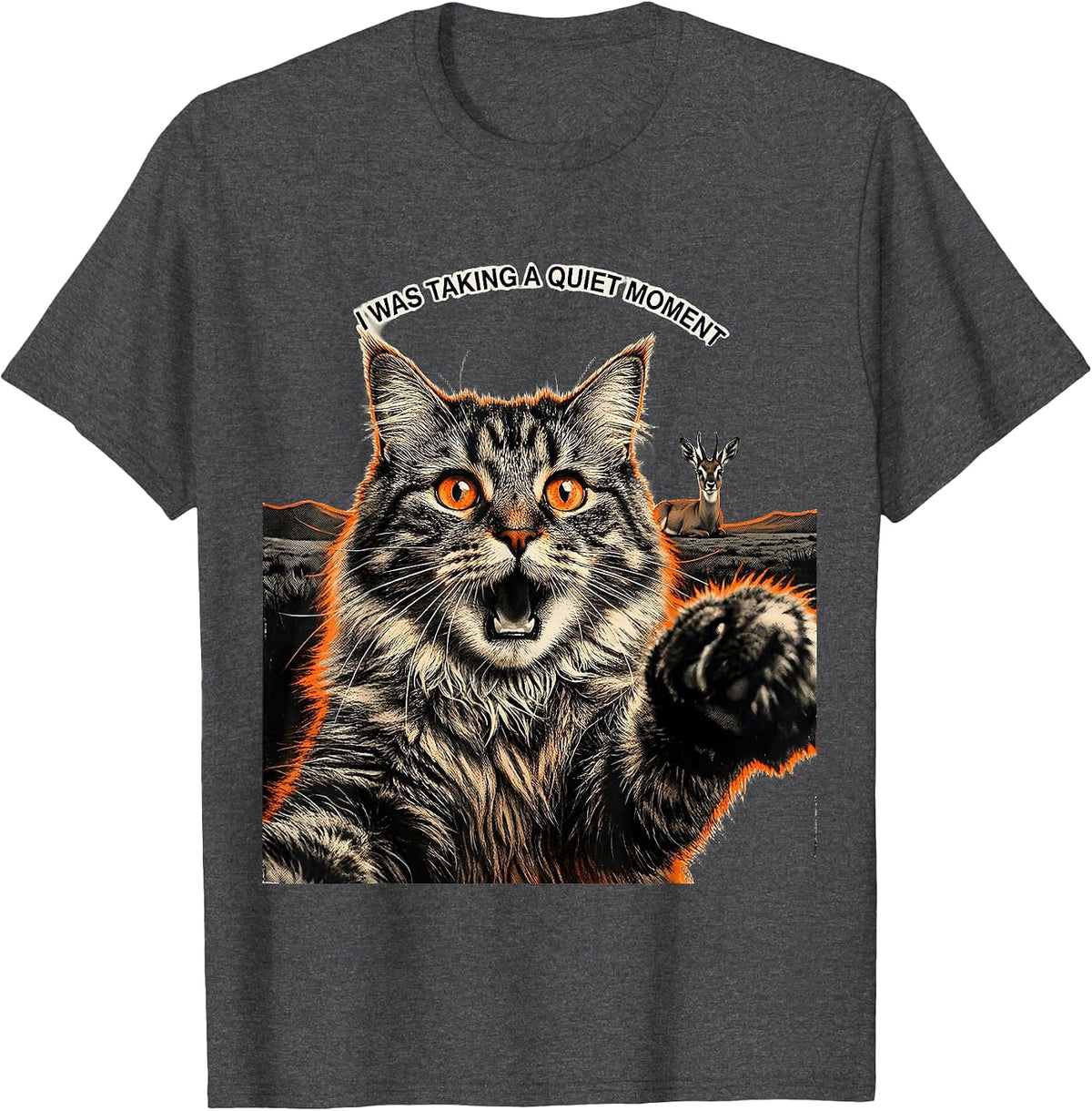 I Was Taking A Quiet Moment Funny Norwegian Forest Cat Alien T-Shirt - Dark Heather Grey